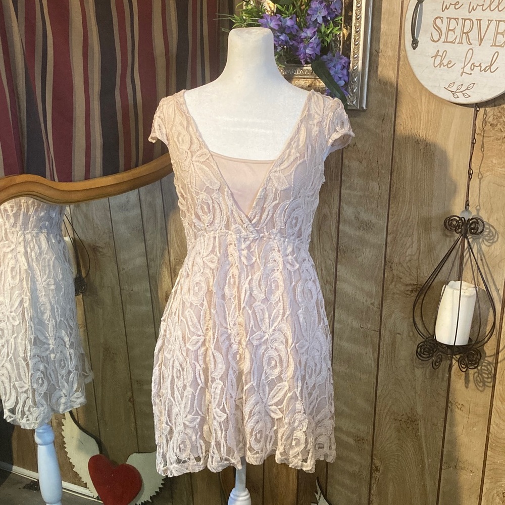 Delirious Elegant Lace Mini Dress in Soft Cream